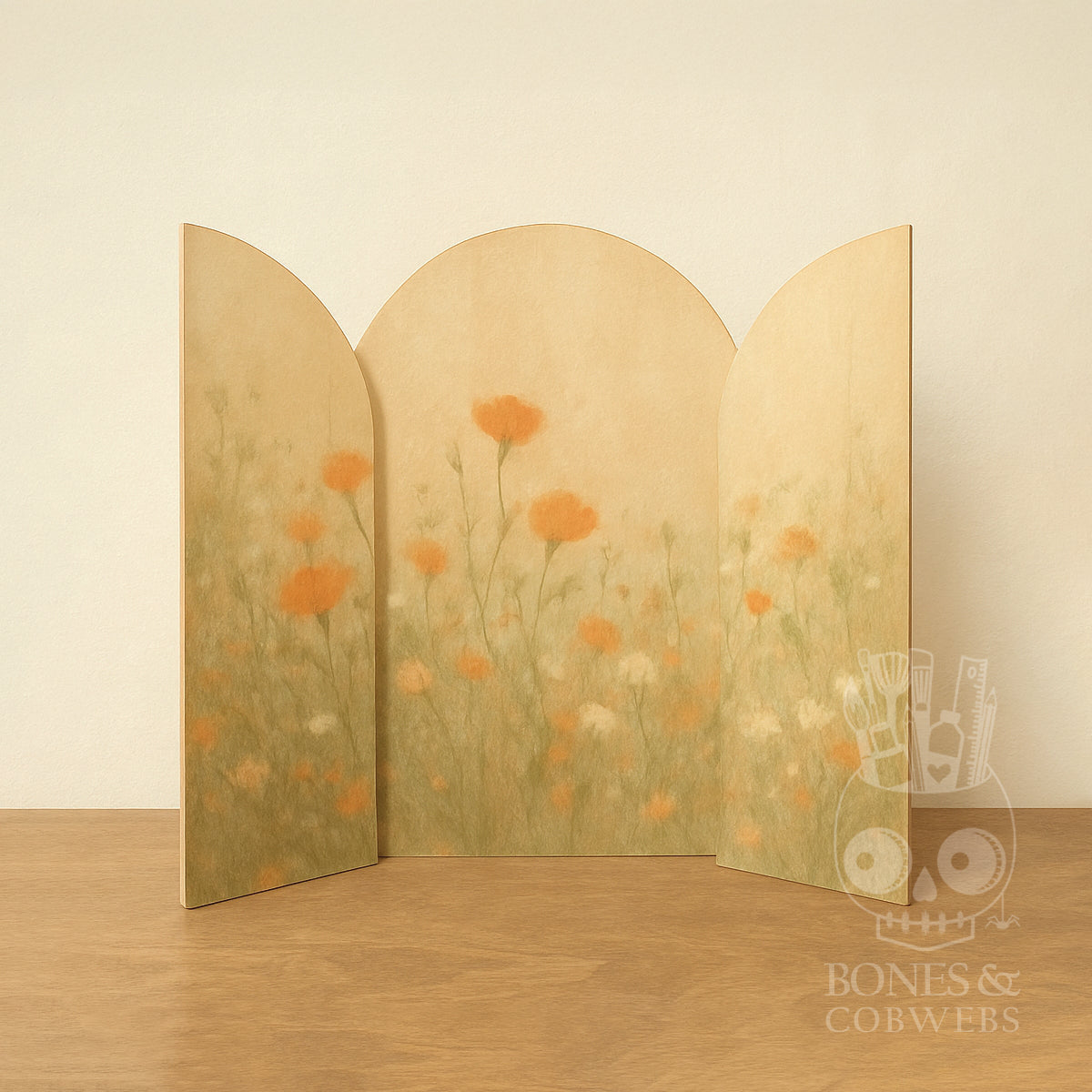 12" Arch Panel with doors triptych wood blank