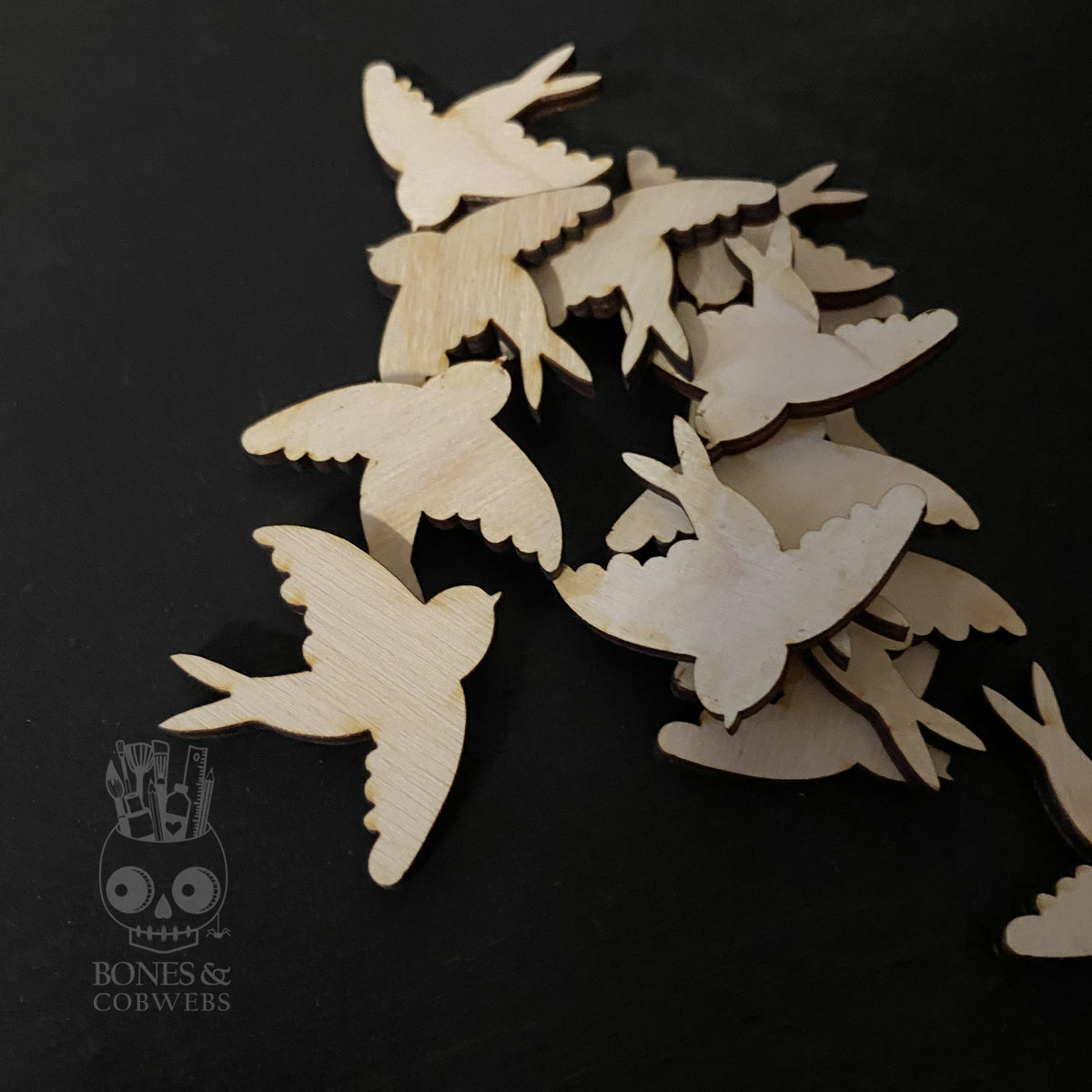 Swallow Birds Wood Cutouts Set of 24