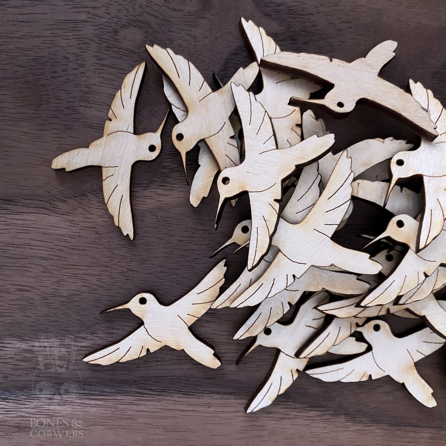 Hummingbird Set of 24 Wooden Cut Outs Embellishments Unfinished Blank