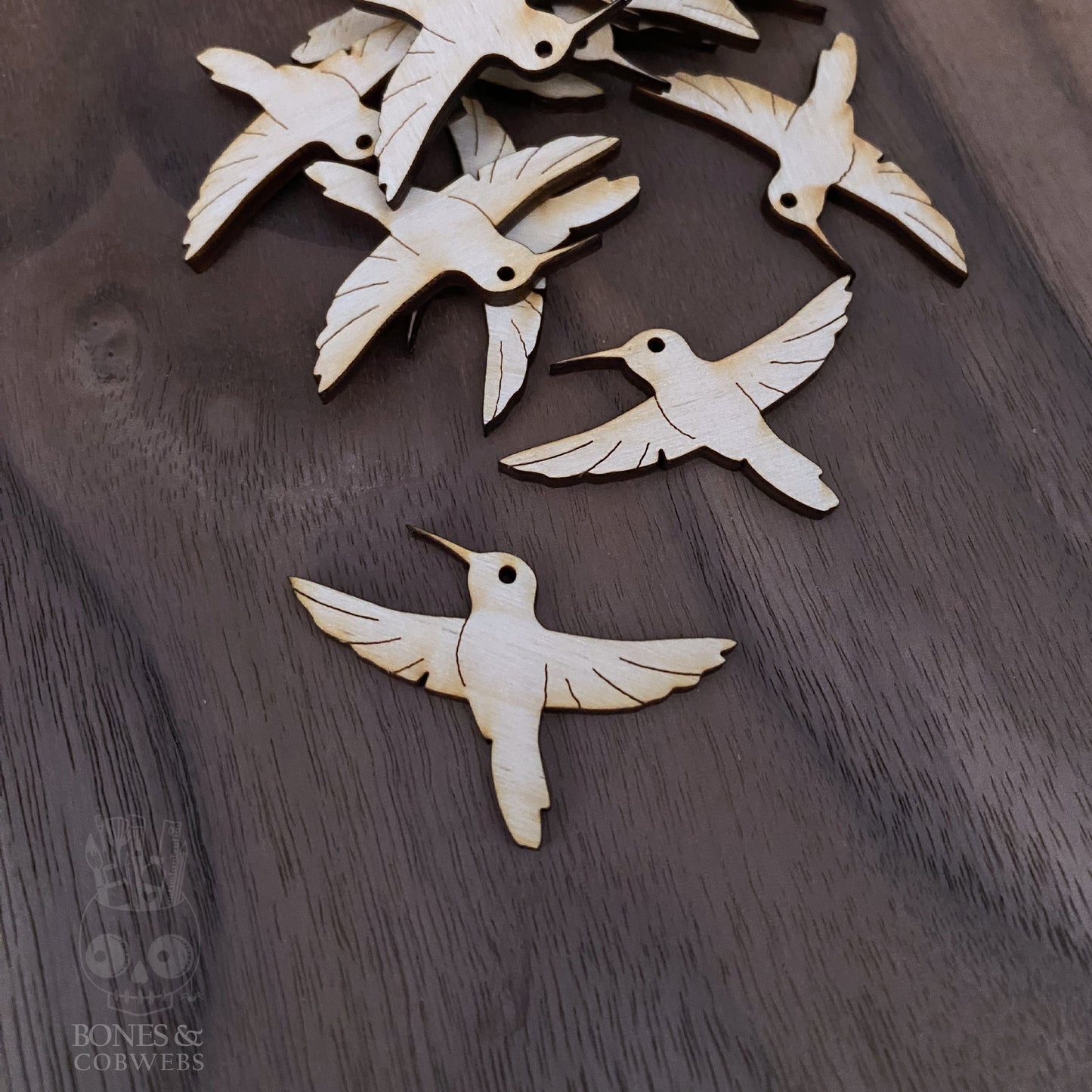 Hummingbird Set of 24 Wooden Cut Outs Embellishments Unfinished Blank