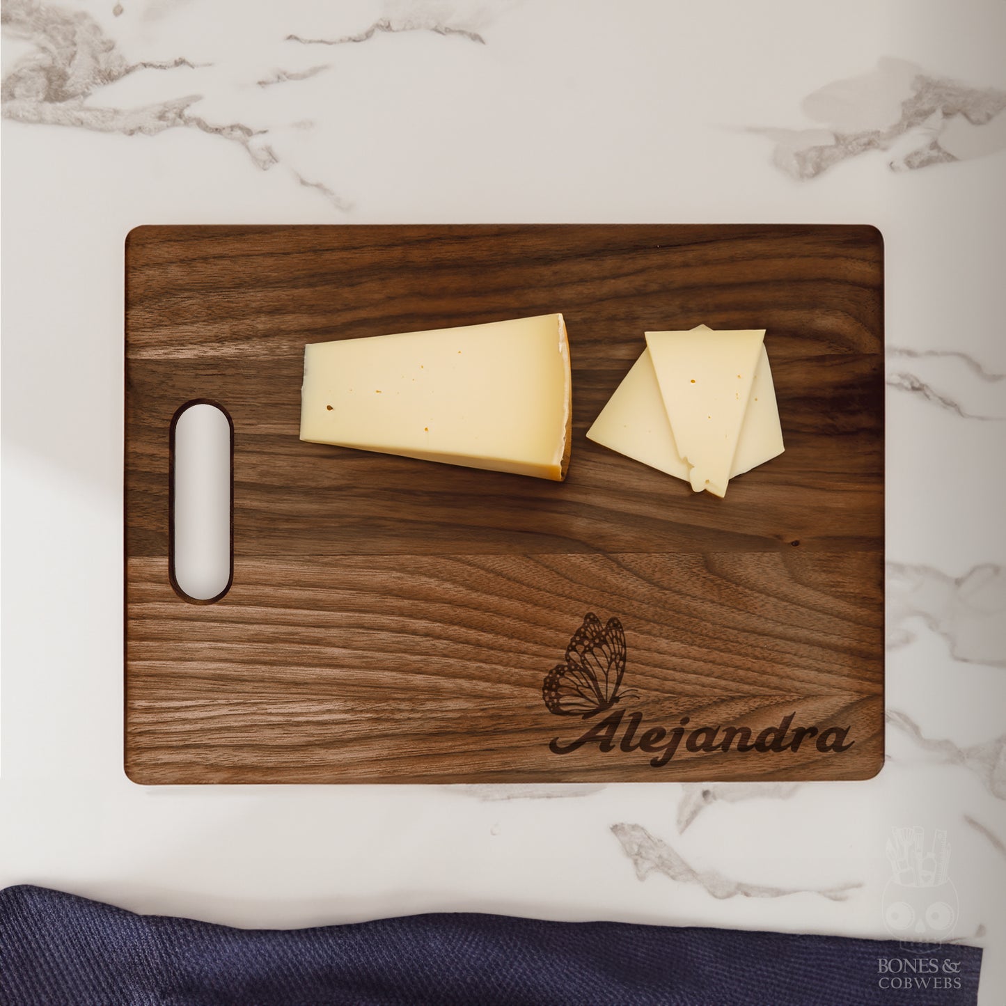 BUTTERFLY Walnut Cutting Board Name Personalized