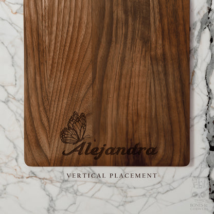 BUTTERFLY Walnut Cutting Board Name Personalized