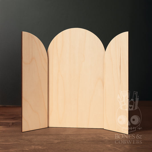 12" Arch Panel with doors triptych wood blank