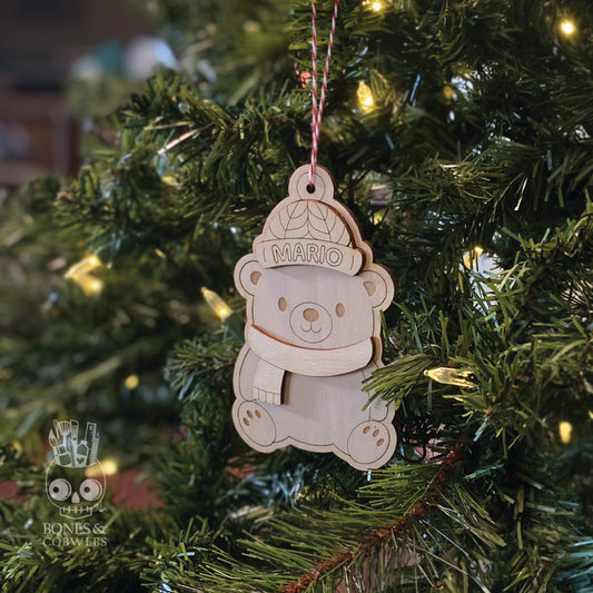 Cozy Bear Personalized Christmas Ornament Holiday Stocking Suffer