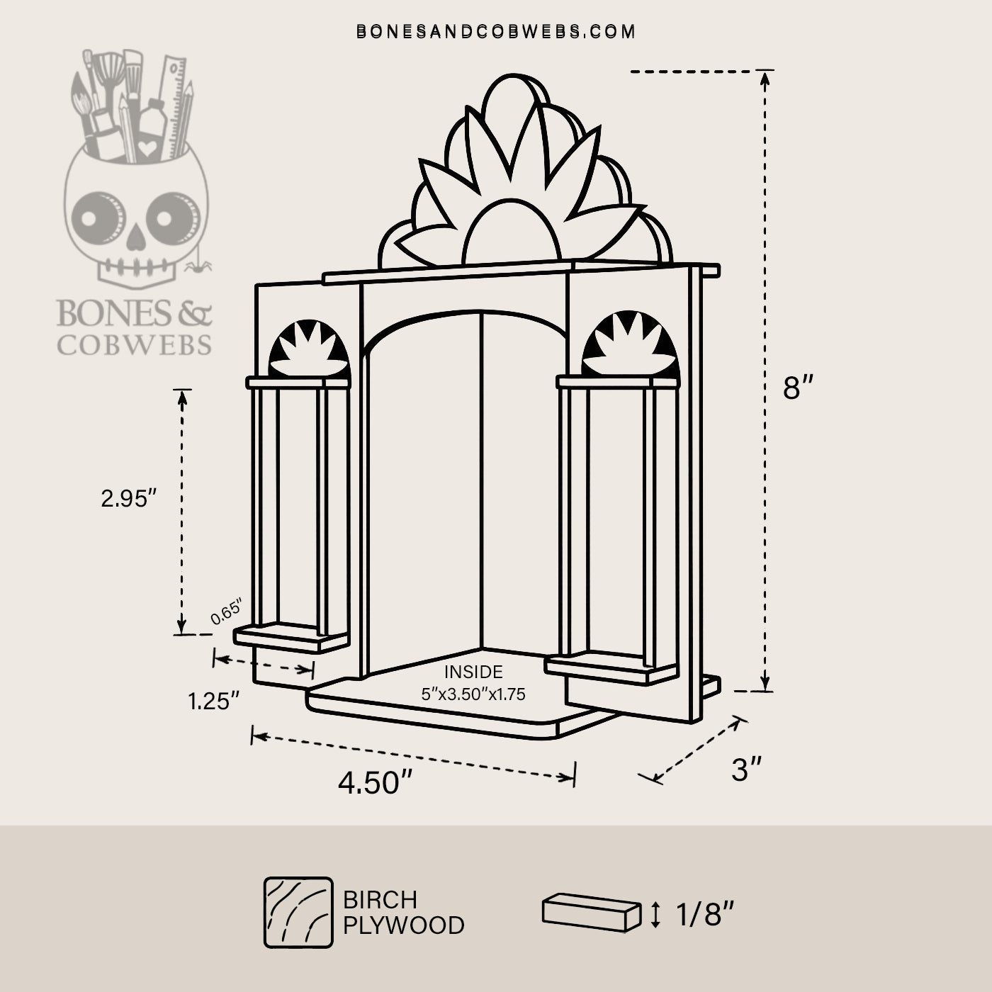 Diagram of the measurements of Solecito Nicho
