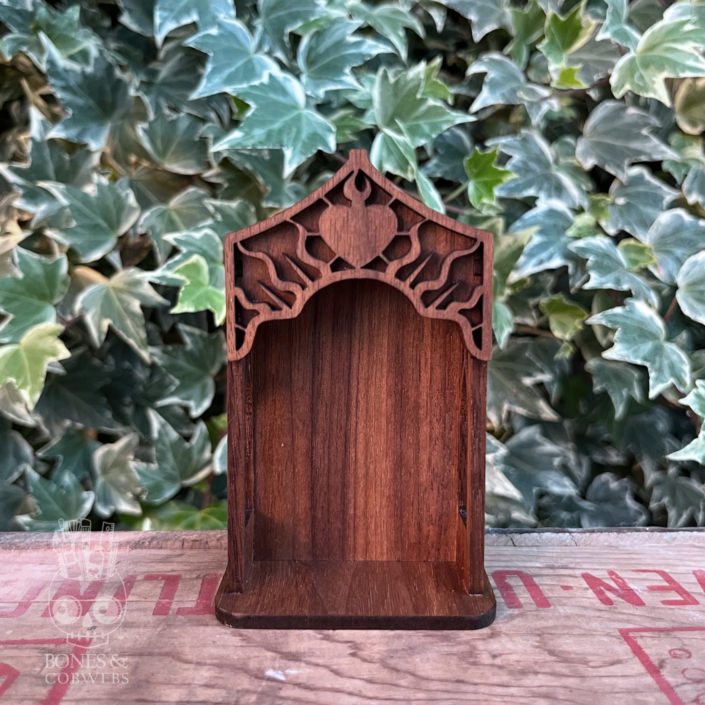 Sacred Heart Walnut Wood Nicho